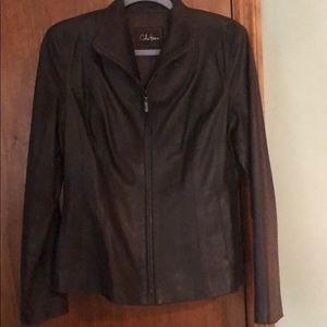 Cole Haan leather jacket brown size 8